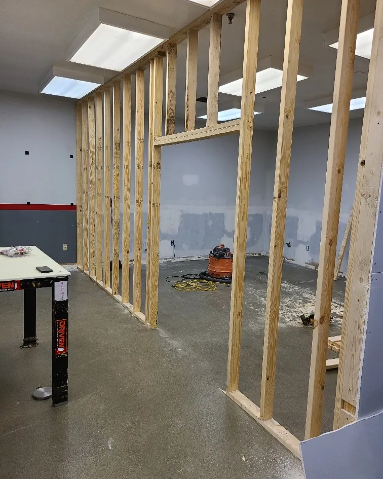 Interior framing and general construction work in progress